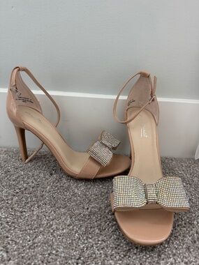 Rhinestone bow heels